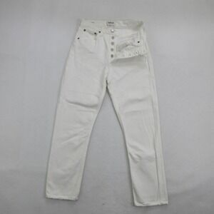 AGOLDE Women White Straight Jeans Size 26 Riley High Rise Raw Hem Button Fly